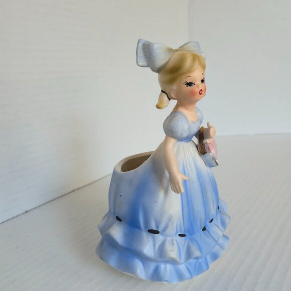 1950s Napco/Lefton Cute Girl Dress & Bow Ceramic Figurine/Planter Vintage- Japan - Picture 2 of 7